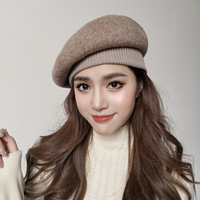 JAKIJAYI automne hiver vente chaude mode femmes laine plat haut Lvy chapeau amérique rétro couleur unie béret casquette chapeau pour filles dames