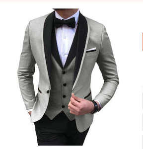 Traje de hombre Formal 3 piezas Regular Fit chal solapa sólido baile esmoquin padrino de boda (blazer + chaleco + Pantalones) 2023 - Product Image 1
