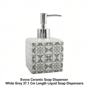 Dispensador de Jabón Cerámico Evora Blanco Gris 37.1 cm de Largo Dispensadores de Jabón Líquido - Product Image 3