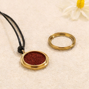 D568 Ciondolo Fai da Te in Acciaio Inossidabile con PVD Oro 18k, Scatola Portafoto con Coperchio in Vetro e Combinazione a Spirale, Scatola Tangka per Cinabro - Product Image 3