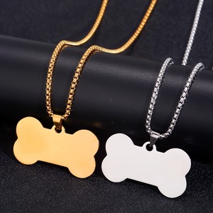 Collar con Colgante en Forma de Hueso de Acero Inoxidable, Joyería con Etiqueta en Blanco de Estilo Gótico, Accesorios de Moda para Hombres y Mujeres - Product Image 2