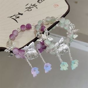 Bracelet en perles style romantique, bijoux fantaisie, breloques papillon en cristal pour femme, vente en gros - Product Image 2