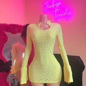 Abito <span class=keywords><strong>Mini</strong></span> Bodycon <span class=keywords><strong>da</strong></span> Donna con Scollo a O e Jacquard, Primavera-Autunno 2026, per Serate e Feste di Compleanno, Vestiti di Tendenza - Product Image 1