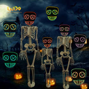 قناع هالوين مضيء قابل لإعادة الشحن مع أسلاك EL وأضواء وامضة، قناع مخيف لحفلات الكرنفال والأزياء التنكرية - هدايا للحفلات والمهرجانات - Product Image 4