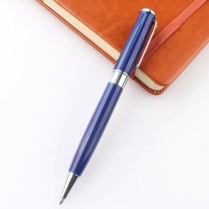 Bolígrafo de Metal Azul de Diseño de Lujo con Logotipo Personalizado Impreso, Detalles en Cromo Plateado - Product Image 6