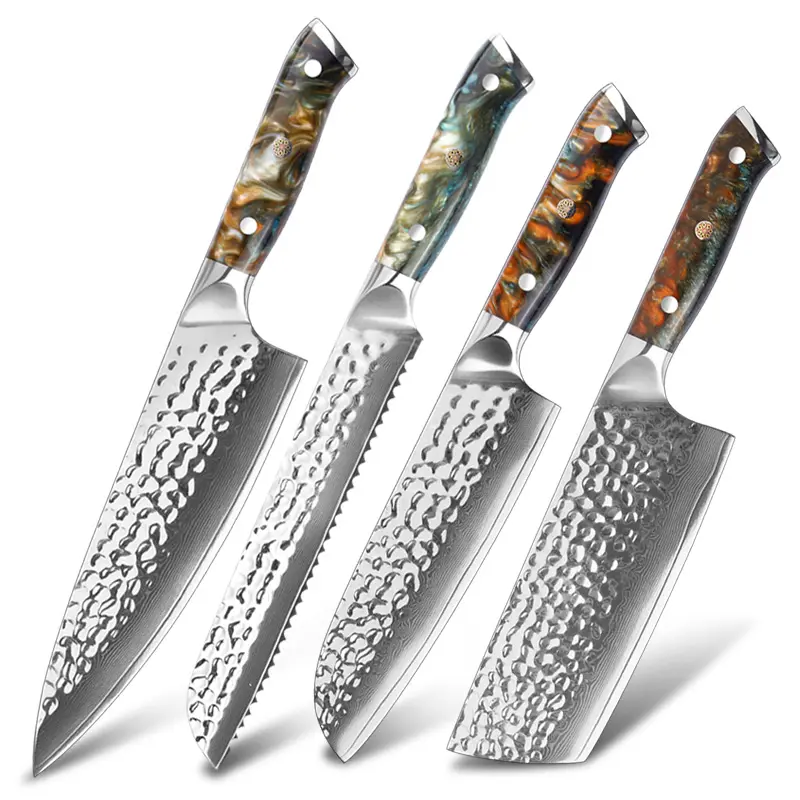 Professionale damaskus sushi butcher fruit juego chef cuchillo de cocina messer set di coltelli da macellaio tedesco in acciaio inossidabile
