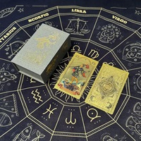 Ensemble complet de cartes de tarot en feuille d'or avec nappe, cartes de tarot en feuille d'or imperméables, jeu de table imprimé en couleur, plusieurs styles