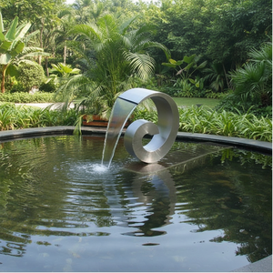 Fontaine d'extérieur américaine en acier inoxydable pour 100 personnes, petite cascade décorative, diamètre personnalisé, style Art Déco - Product Image 6