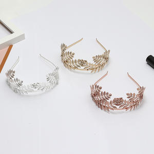 Braut Blattgold Krone Stirnband Braut Tiara Blattgold Kopf bedeckung für Hochzeit Prom Festival Brautjungfer Haarschmuck - Product Image 2