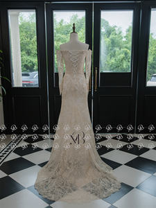 فستان زفاف Mily QW02202 مكشوف الكتفين بأكمام طويلة قابل للفصل للنساء فستان زفاف العروس حورية البحر فستان برقبة على شكل حرف V للعروس - Product Image 6