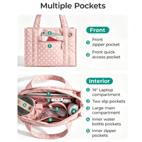 Sac fourre-tout pour femmes, sacs à main matelassés avec compartiment pour ordinateur portable de 15,6 pouces, sac à bandoulière zippé pour enseignantes, école, collège, bureau