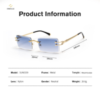 Lunettes de soleil de luxe en métal pour hommes UV400 Diamond Cut coloré lentilles sans monture avec logo personnalisé lunettes de soleil pour hommes