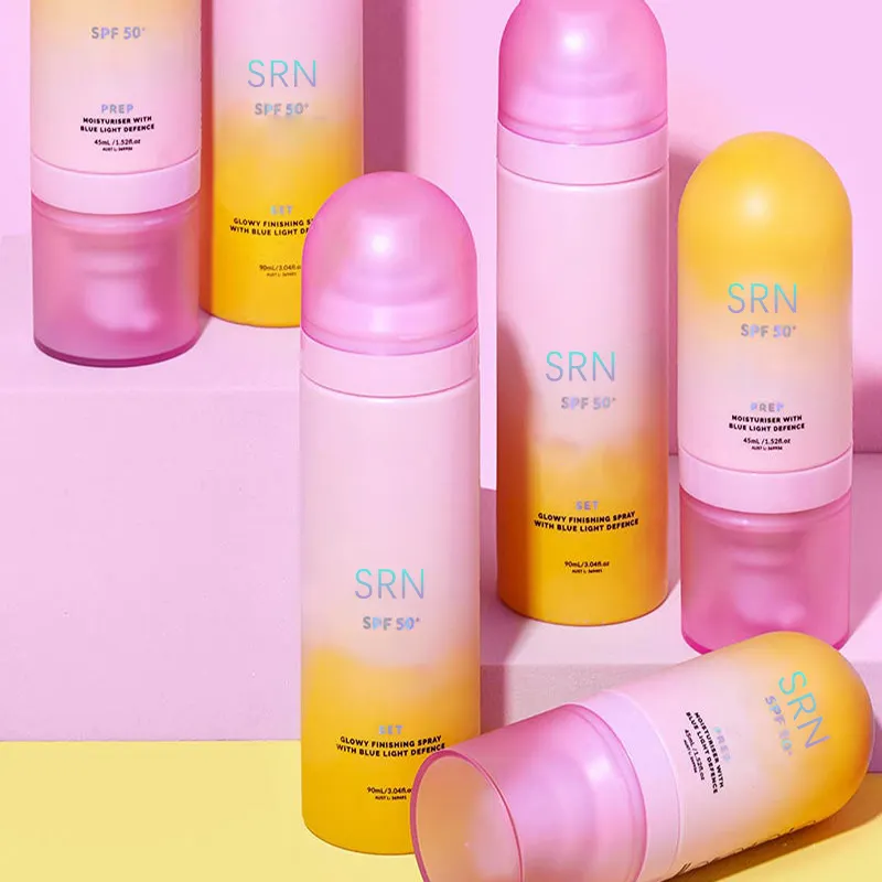 Mavi ışık savunma güneş koruyucu Spf 50 + ayar sprey vegan organik makyaj ayarı sprey güneş koruyucu