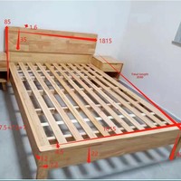 Lit surélevé Lanyu Furniture TB-107 en bois de caoutchouc massif, style nordique minimaliste moderne, hauteur réglable, pliable, 1,5 m/1,8 m