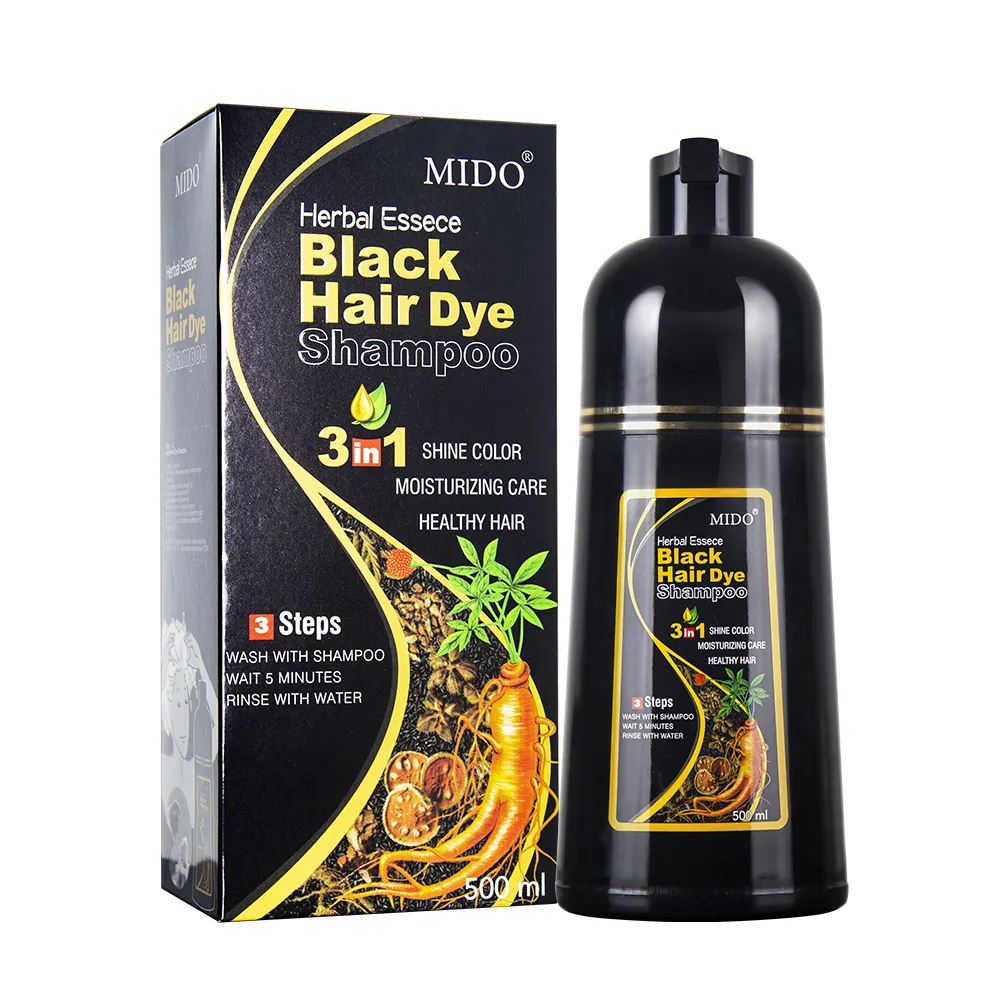 500ml factory price Meidu OEM hair color manufacturers private label wholesale permanent natural fast black hair dye shampoo