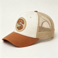 Casquette Trucker Vintage Personnalisée avec Logo ODM OEM, Patch Brodé Animal de Dessin Animé, Dos en Maille Respirante, Bicolore