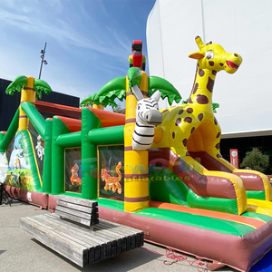 Castillo inflable comercial con tobogán y pista de obstáculos inflable para niños y adultos, tipo safari. - Product Image 2