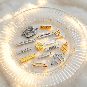 Zinc Alloy Polished Metal Laser Cut Eco-Friendly Custom Brand <b>Tags</b> for Clothing Jackets Knitted Sweaters - Product Image 1