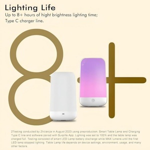 Lámpara de Noche LED Inteligente Grande para Mesa de Noche, RGB, Regulable, Táctil, Control por Aplicación, Música, Carga USB, Batería, para Dormitorio - Product Image 6