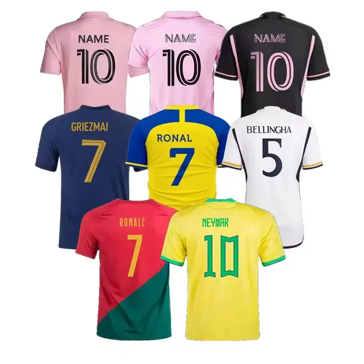 Maglietta di calcio all'ingrosso di sublimazione rosa degli uomini neri della divisa di calcio maglia da calcio abbigliamento da calcio