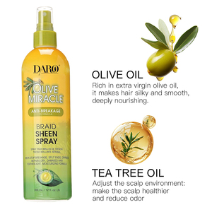 DARO Spray Capillaire Miracle Éclat et Lissage à <span class=keywords><strong>l</strong></span>'<span class=keywords><strong>Huile</strong></span> <span class=keywords><strong>d</strong></span>'<span class=keywords><strong>Olive</strong></span> et <span class=keywords><strong>de</strong></span> Tea Tree 12 Fl.oz 355ml – Soin Capillaire Nourrissant en Profondeur et Apaisant le Cuir Chevelu - Product Image 2