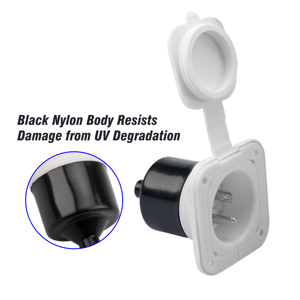 15アンプインレット、ショアパワーフランジ型レセプタクル、125V引込められた男性用コンセント、防水カバー付きNEMA 5-15 ACポートプラグ - Product Image 2