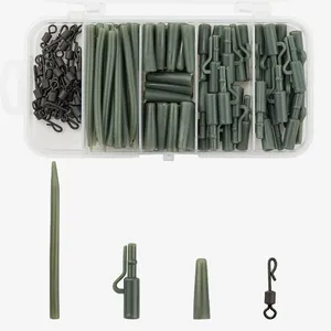 LUSHAZER Lot de 120 terminaux de pêche à la carpe à changement rapide émerillons queue <span class=keywords><strong>tube</strong></span> en caoutchouc manches anti-enchevêtrement kit de plates-formes de carpe - Product Image 6