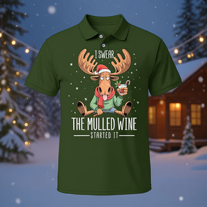 T-shirt de Noël « I Swear The Mulled Wine Started It » avec motif de renne, cadeau de vacances pour hommes, femmes et unisexe - Product Image 3