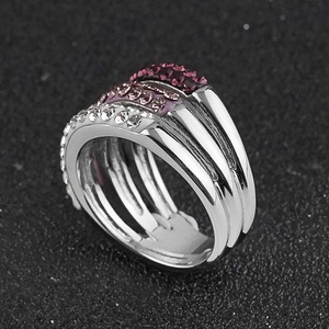 Retro Light Luxury Colorful <b>Rings</b> for Women Three-Row Micro-Inlaid Zircon Open <b>Ring</b> Korean Version Wedding Jewelry - Product Image 4