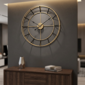 Modern Gold Plated Round Wall <b>Clock</b> Analog Quartz Silent Design for Living Room Decor - Product Image 2