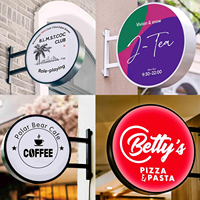 Kotak Lampu LED Bulat Tahan Air dengan Bingkai Stainless Steel untuk Iklan Logo Kustom, Papan Nama Toko Bisnis Luar Ruangan, Papan Nama Blade