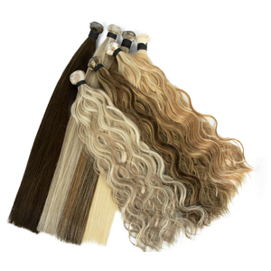 Extensión de cabello humano <span class=keywords><strong>2022</strong></span>, nuevo diseño, tejido a mano, extremos gruesos, se puede cortar, Invisible, Genius Weft, 100% - Product Image 2