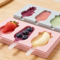 Moule à glaces en silicone de qualité alimentaire à 3 cavités pour la fabrication de bâtonnets glacés DIY, vente en gros