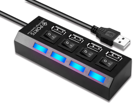 For PC Laptop High Speed 4/7 Ports USB HUB 2.0 Adapter Expander Multi USB Splitter Multiple Extender with LED Lamp Switch