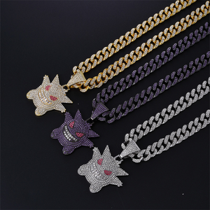 Collar con Colgante de Cadena Cubana HanHan Jewelry, Joyería Hip Hop, Collar con Diamantes, Colgante Little Evil para Hombre - Product Image 1