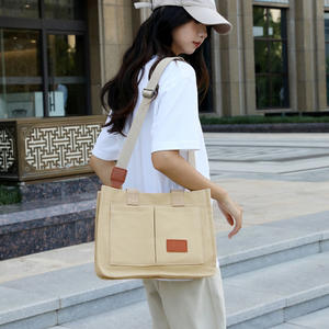 Sac à bandoulière simple pour femme, style urbain et épuré, en toile avec fermeture éclair et doublure en polyester, grande capacité pour les trajets quotidiens, les loisirs et les voyages - Product Image 4