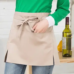 Custom logo printing chef cooking apron cafe shop half length aprons hotel bakery restaurant waiters waitresses waist aprons