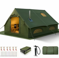 Tente de camping gonflable portable de luxe pour 8 à 10 personnes, grande, double couche, en PVC Oxford, un salon, quatre saisons