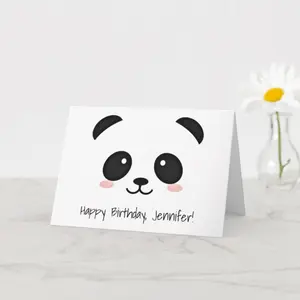 可爱的熊猫脸卡哇伊明信片空白内生日贺卡儿童新年礼物
