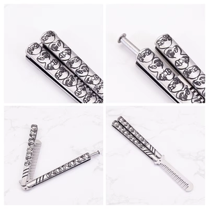 Skulls in ấn xử lý gấp lưỡi dao thép không gỉ đào tạo thực hành Tạo Kiểu Tóc Lược 3Cr13 Lưỡi vật liệu - Product Image 2