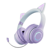 Casque de jeu stéréo sans fil à LED avec micro Design d'oreille de chat pour enfants et filles-Utilisation pour le sport, les voyages, la téléphonie mobile et les cours en ligne