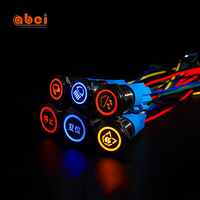 Interrupteurs à bouton-poussoir en métal LED éclairés personnalisés Abei avec logo, 16 mm, 19 mm, 22 mm, 12 volts, étanches, en acier inoxydable