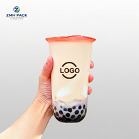 Gobelets en PET imprimés avec logo personnalisé, 12oz, 14oz, 16oz, 18oz, 20oz, 24oz, gobelets en plastique transparent jetables pour bubble tea, boba, café glacé
