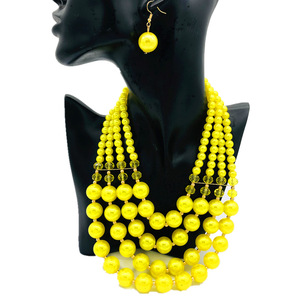 Collar de perlas de múltiples capas, conjunto de joyería africana, Collar de babero de moda con pendientes de gota - Product Image 6