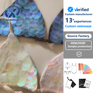 Bikini de Dos Piezas con Lentejuelas Brillantes Estilo <span class=keywords><strong>Sirena</strong></span> 2025 para Mujer, Estampado de Leopardo, Cintura Alta, Logotipo Frontal, Secado Rápido, Ecológico, para Playa - Product Image 1