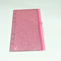 Protège-documents A6 transparent en PVC à 6 trous avec pochette zippée, paillettes et fermeture élastique pour feuilles mobiles