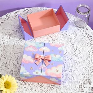 Boîte à bijoux en papier pour bracelet, bague, cadeau de mariage pour demoiselle d'honneur, emballage personnalisé en carton rigide magnétique à double porte - Product Image 2