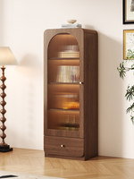 Meuble de salon en verre et bois de style vintage, design étroit et peu encombrant pour hôtel et usage domestique, rangement à vin durable, rétro et minimaliste