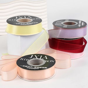 Nine-Colored Ribbon Satin Ribbon 2.5cm Double Face Solid Color Diy Craft Accessory - Product Image 3