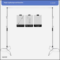 Support de fond photo, trépied magique, cadre en acier inoxydable en forme de C, perche télescopique de 3 mètres, support pour écran vert